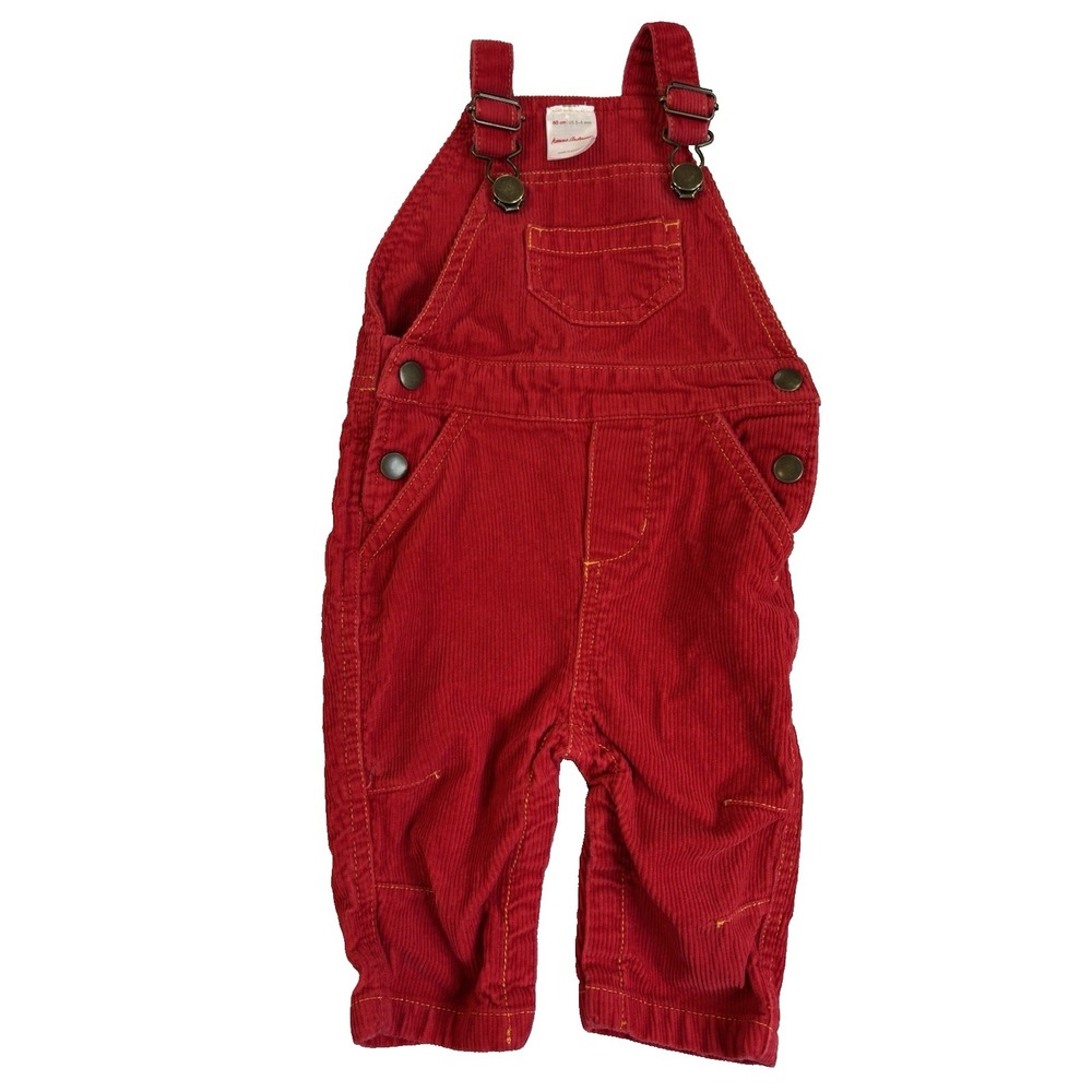 Hanna Andersson Baby 60 3-6 Months Bright Red Corduroy Overalls Vintage Retro